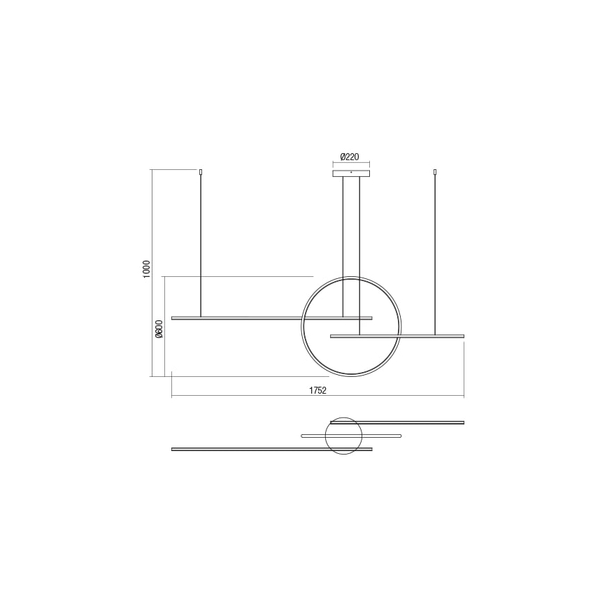 Redo 01-1737 - LED dimmbare Hängeleuchte an Seil GIOTTO LED/56W/230V schwarz