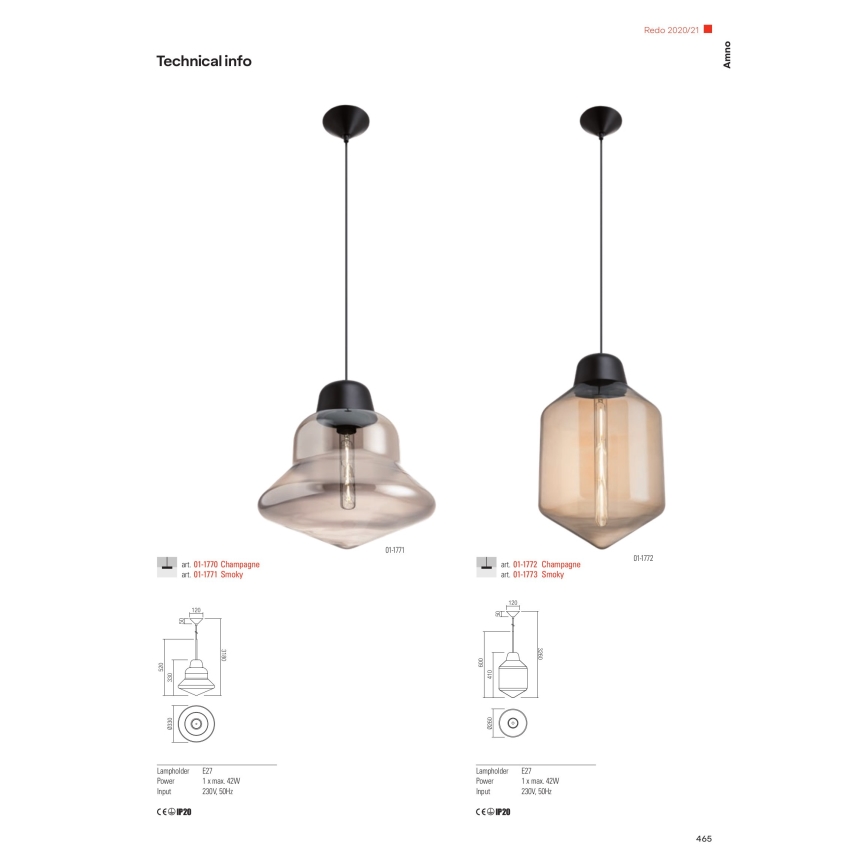 Redo 01-1771 - Hängeleuchte an Kabel AMNO 1xE27/42W/230V Ø 33 cm grau