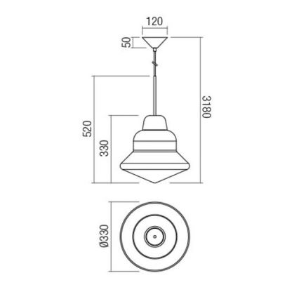 Redo 01-1771 - Hängeleuchte an Kabel AMNO 1xE27/42W/230V Ø 33 cm grau
