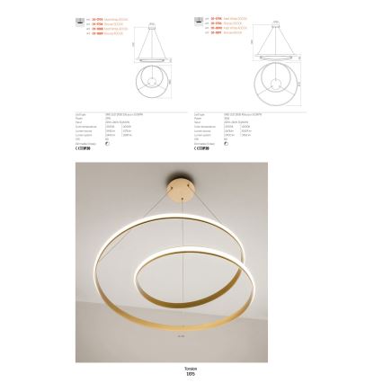 Redo 01-1793 - Dimmbare LED-Hängeleuchte an Schnur TORSION LED/29W/230V d 55 cm weiß