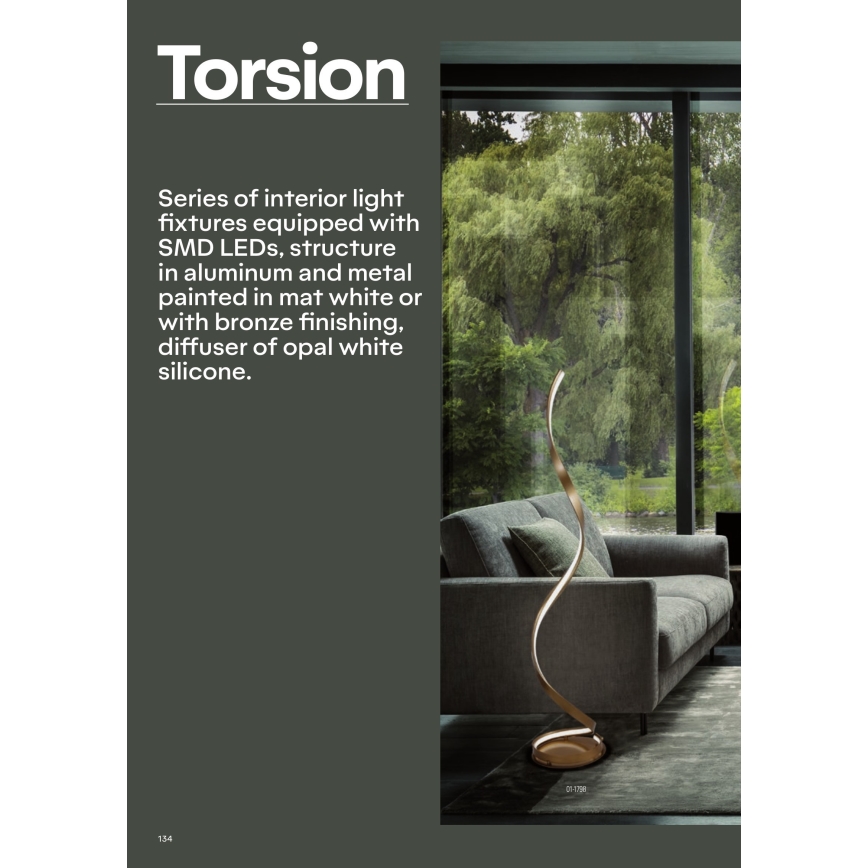 Redo 01-1797 - Dimmbare LED-Stehlampe TORSION LED/24W/230V weiß