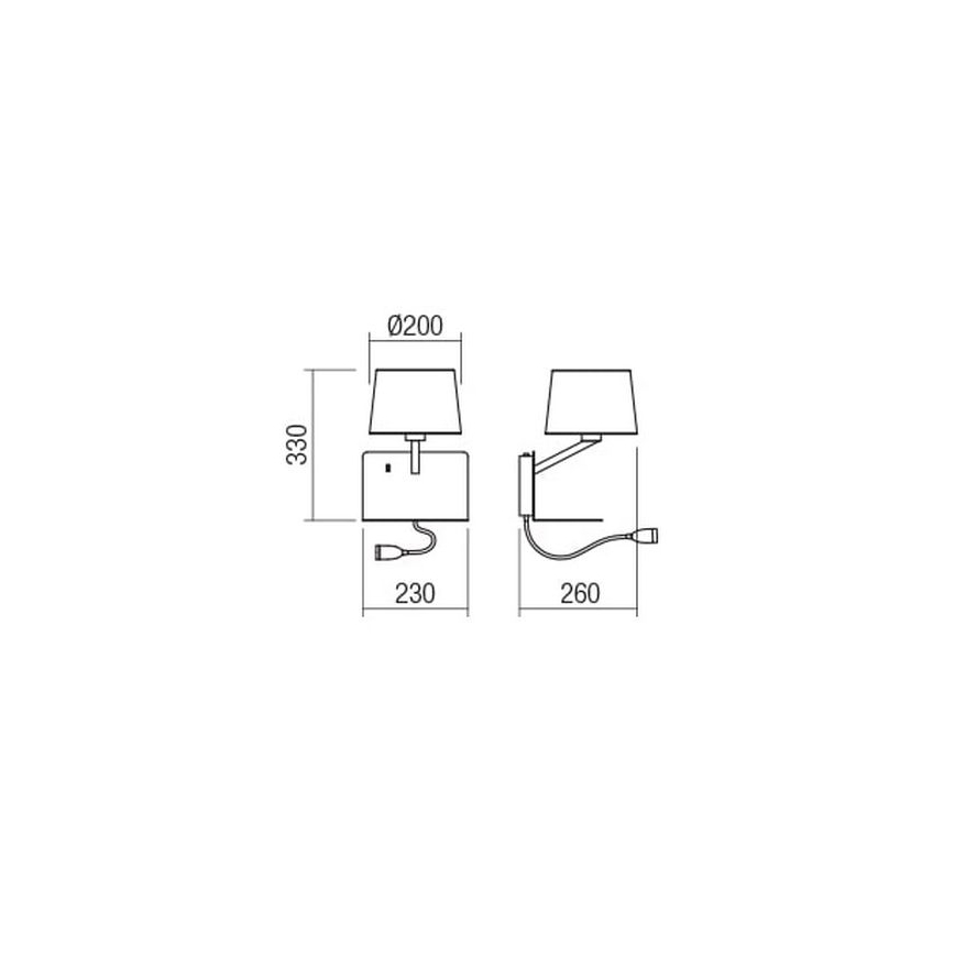 Redo 01-1807 - LED-Wandleuchte mit kleiner und flexibler Lampe TOMO 1xE27/42W/230V + LED/3W/230V weiß