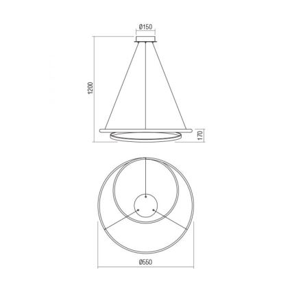 Redo 01-1888 - Dimmbare LED-Hängeleuchte an Kabel TORSION LED/29W/230V Ø 55 cm weiß