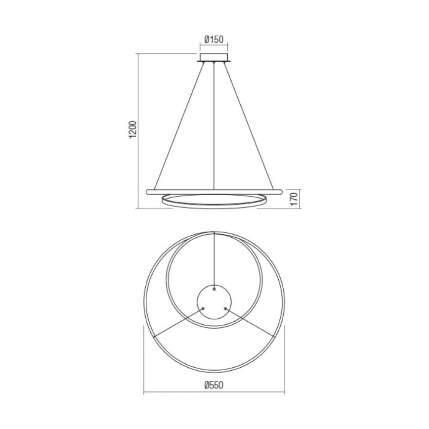 Redo 01-1889 - LED-dimmbarer Pendelleuchter an Drahtseil TORSION LED/29W/230V Ø 55 cm bronzefarben