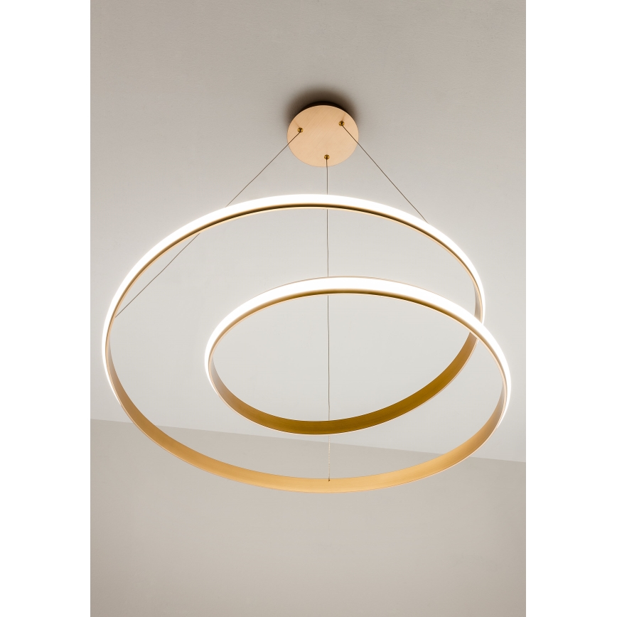 Redo 01-1891 - LED-dimmbare Hängeleuchte an Seil TORSION LED/35W/230V Ø 75 cm bronzefarben