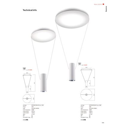 Redo 01-1970 - Dimmbare LED-Hängeleuchte ESSENCE LED/24W/230V CRI 90 3000K weiß