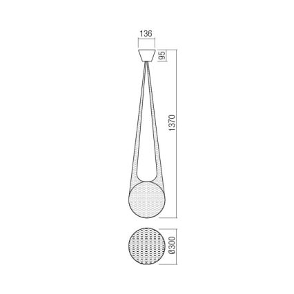 Redo 01-1973 - LED-Hängeleuchte an Schnur ALLURIA 1xE27/7W/230V d 30 cm