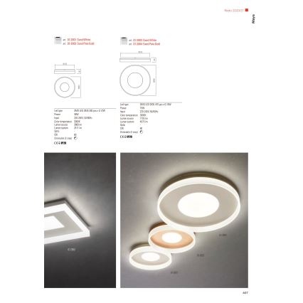Redo 01-2000 - Dimmbare LED-Deckenleuchte MAYA LED/55W/230V 51x51 cm goldfarben