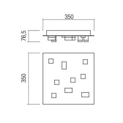 Redo 01-2015 - LED-Deckenleuchte PIXEL LED/27W/230V 3000K 35x35 cm schwarz