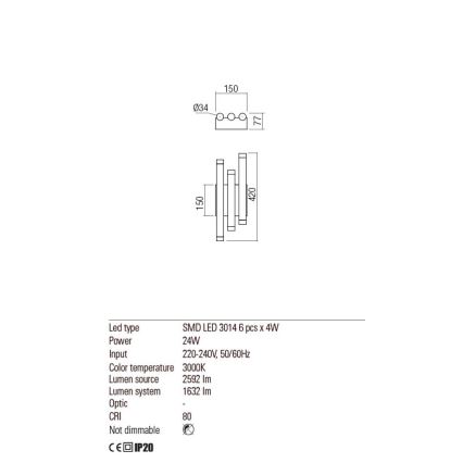 Redo 01-2036 - LED-Wandbeleuchtung MADISON 6xLED/4W/230V golden