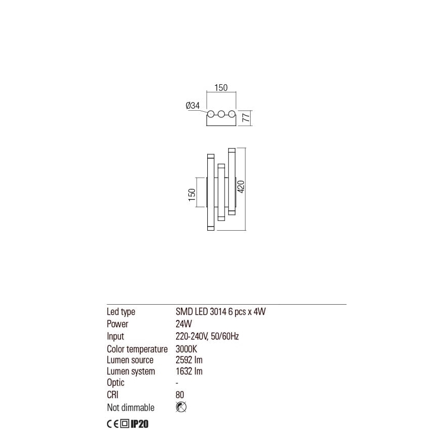 Redo 01-2037 - LED-Wandbeleuchtung MADISON 6xLED/4W/230V kupfern
