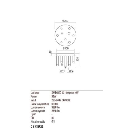 Redo 01-2039 - LED-Deckenleuchte MADISON 9xLED/4W/230V golden