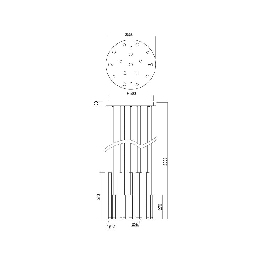 Redo 01-2059 - LED-Hängeleuchte an Schnur MADISON 16xLED/4W/230V kupfern