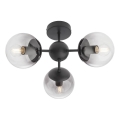 Redo 01-2176 - Pendelleuchte SEMIA an Stange, 3xE14/28W/230V, schwarz/rauchglas