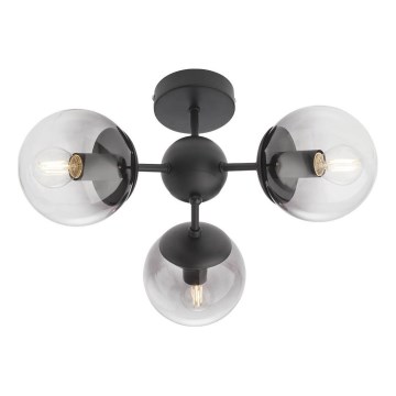 Redo 01-2176 - Pendelleuchte SEMIA an Stange, 3xE14/28W/230V, schwarz/rauchglas