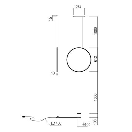 Redo 01-2197 - LED-Stehlampe SLICK LED/19W/230V schwarz