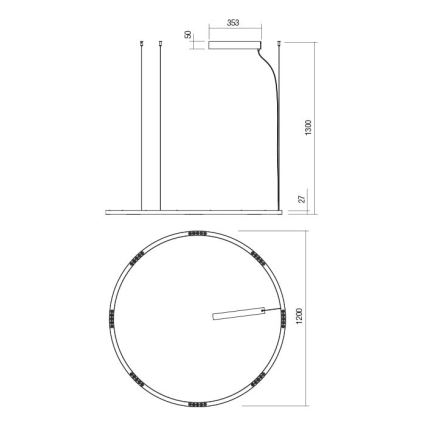 Redo 01-2208 - LED-Hängeleuchte an Schnur UNION LED/68W/230V CRI 90 3000K d 120 cm weiß