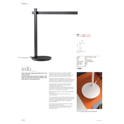 Redo 01-2213 - Dimmbare LED-Tischleuchte mit Touch-Funktion OMEO LED/5,5W/230V 3000/4500/6500K schwarz