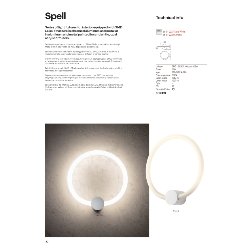 Redo 01-2222 - LED-dimmbare Deckenleuchte SPELL LED/32W/230V glänzender Chrom
