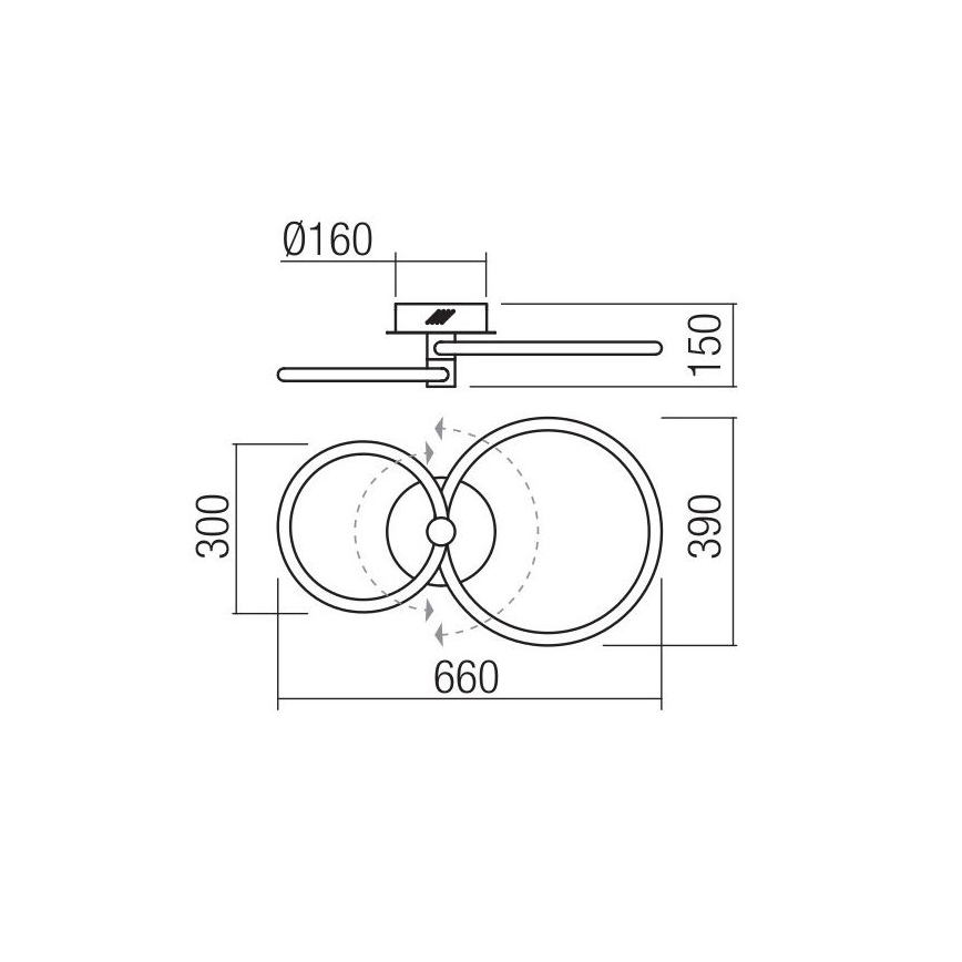 Redo 01-2222 - LED-dimmbare Deckenleuchte SPELL LED/32W/230V glänzender Chrom