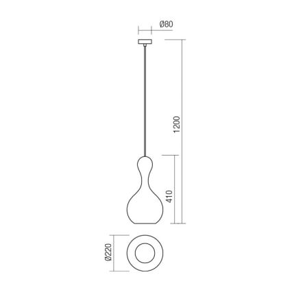 Redo 01-2260 - Hängeleuchte an Schnur LOB 1xE27/42W/230V d 22 cm kupfern