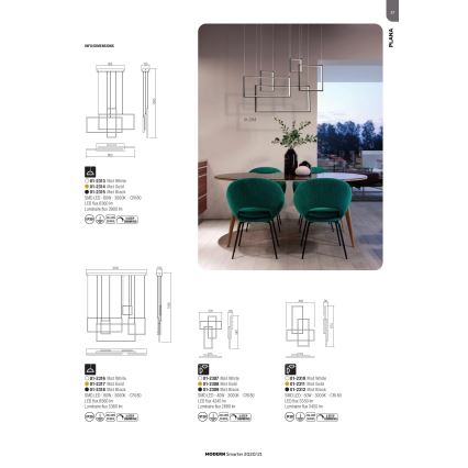 Redo 01-2316 - PLANA LED/80W/230V, dimmbare Pendelleuchte am Kabel, weiß