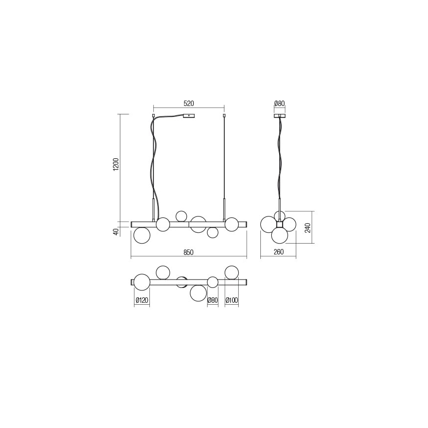 Redo 01-2374 - Hängeleuchte an Schnur GOJI 6xG9/28W/230V golden