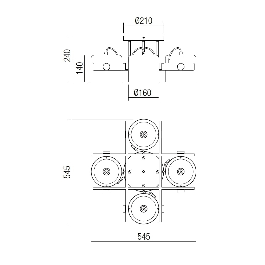 Redo 01-2401 - Deckenleuchte POOH 4xE27/42W/230V Buche