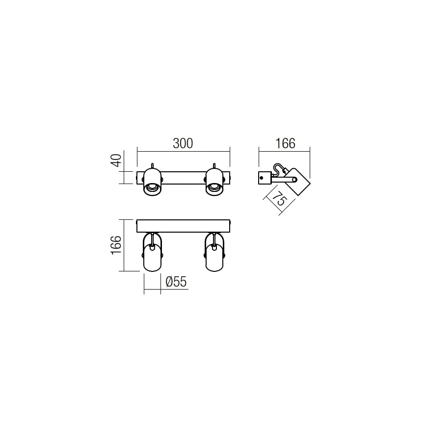 Redo 01-2416 - Wandbeleuchtung TAFFI 2xE27/42W/230V schwarz/Buche