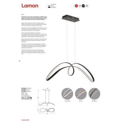 Redo 01-2454 - LED-Hängeleuchte an Schnur LAMON LED/57W/230V golden