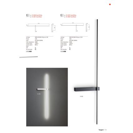 Redo 01-2479 - LED Wandleuchte TANGENT LED/14W/230V 3000K 125,4 cm weiß
