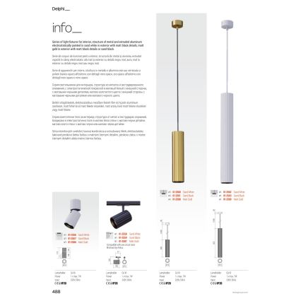 Redo 01-2582 - Wandspot DELPHI 1xGU10/7W/230V, goldfarben