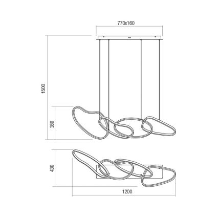 Redo 01-2594 - Dimmbare LED-Hängeleuchte an Schnur BIAS LED/87,4W/230V CRI 90 3000K weiß