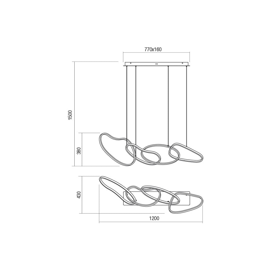 Redo 01-2594 - Dimmbare LED-Hängeleuchte an Schnur BIAS LED/87,4W/230V CRI 90 3000K weiß