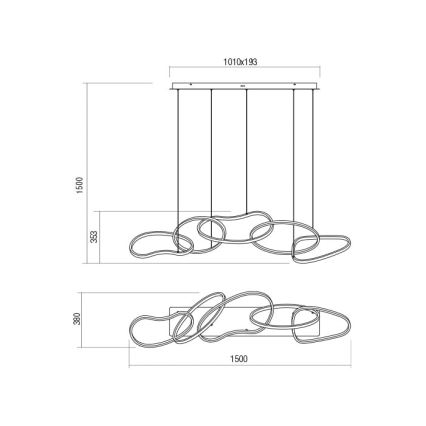Redo 01-2597 - Dimmbare LED-Hängeleuchte an Schnur BIAS LED/108,6W/230V CRI 90 3000K weiß