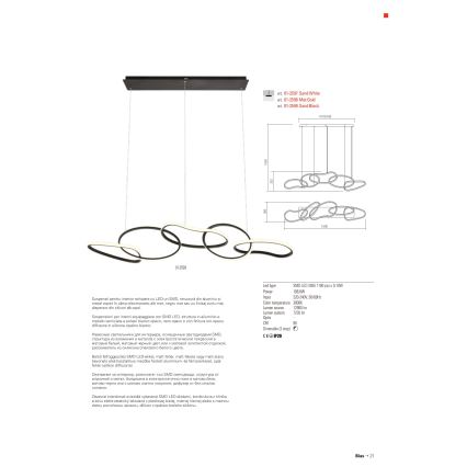 Redo 01-2599 - Dimmbare LED-Hängeleuchte an Schnur BIAS LED/108,6W/230V CRI 90 3000K schwarz