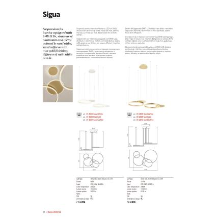 Redo 01-2605 - Dimmbare Pendelleuchte mit Seilaufhängung SIGUA LED/99W/230V CRI 90 weiß