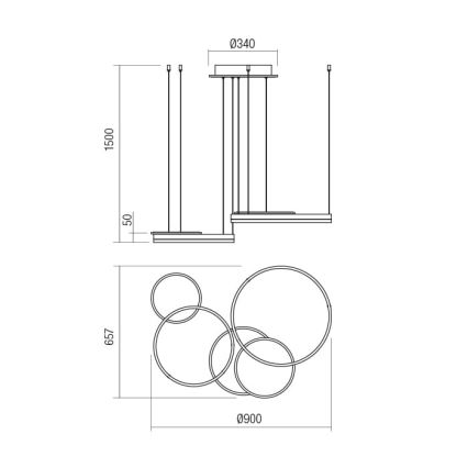 Redo 01-2607 - Dimmbarer LED-Kronleuchter an Aufhängung SIGUA LED/99W/230V CRI 90 3000K braun
