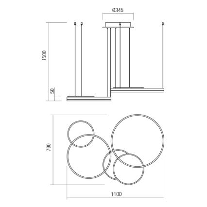 Redo 01-2608 - LED-dimmbare Pendelleuchte an Kabel SIGUA LED/114W/230V CRI 90 weiß