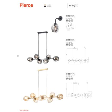 Redo 01-2617 - Wandleuchte PIERCE 1xE27/42W/230V golden/rauchig