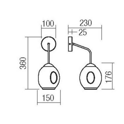 Redo 01-2617 - Wandleuchte PIERCE 1xE27/42W/230V golden/rauchig
