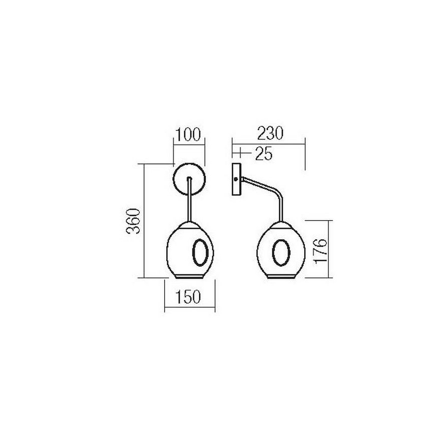 Redo 01-2617 - Wandleuchte PIERCE 1xE27/42W/230V golden/rauchig