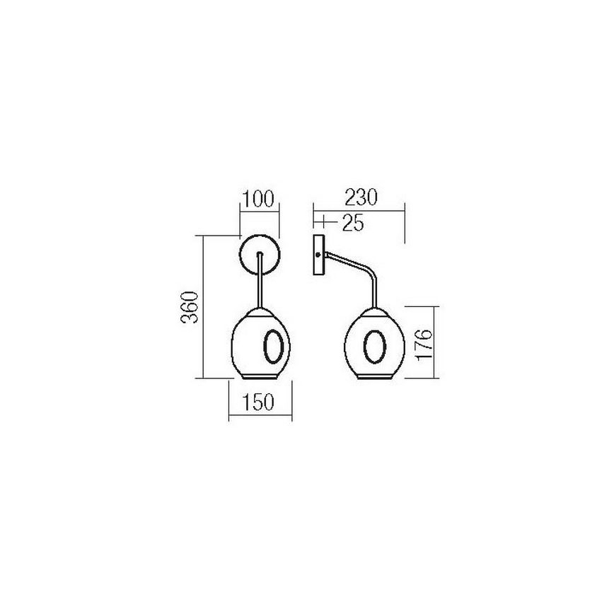 Redo 01-2618 - Wandleuchte PIERCE 1xE27/42W/230V schwarz/rauchig