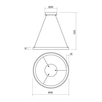 Redo 01-2674- Dimmbare LED-Hängeleuchte an Schnur ICONIC LED/50W/230V d 58 cm schwarz