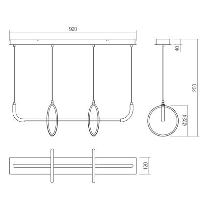Redo 01-2705 - OLIMP LED-Pendelleuchte an Kabel, 40 W, 230 V, 3000/4000/6500 K, schwarz