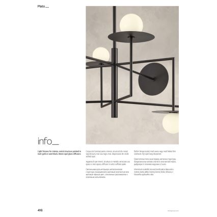 Redo 01-2735 - Stangenpendelleuchte PLATO 8xG9/10W/230V goldfarben