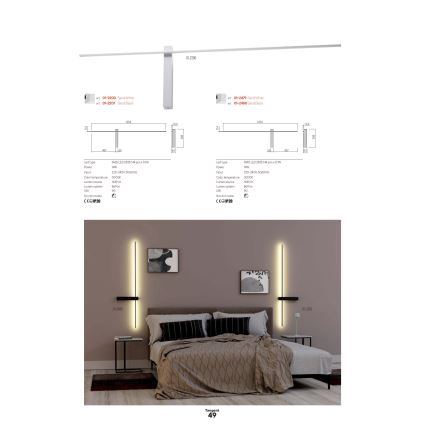 Redo 01-2744 - LED-Wandleuchte TANGENT LED/13W/230V 3000K 63,4 cm CRI 90 weiß
