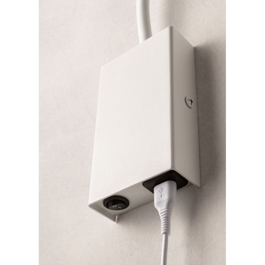 Redo 01-2754 - LED Flexibles Leselicht WALLIE LED/3W/230V USB CRI 90 Weiß