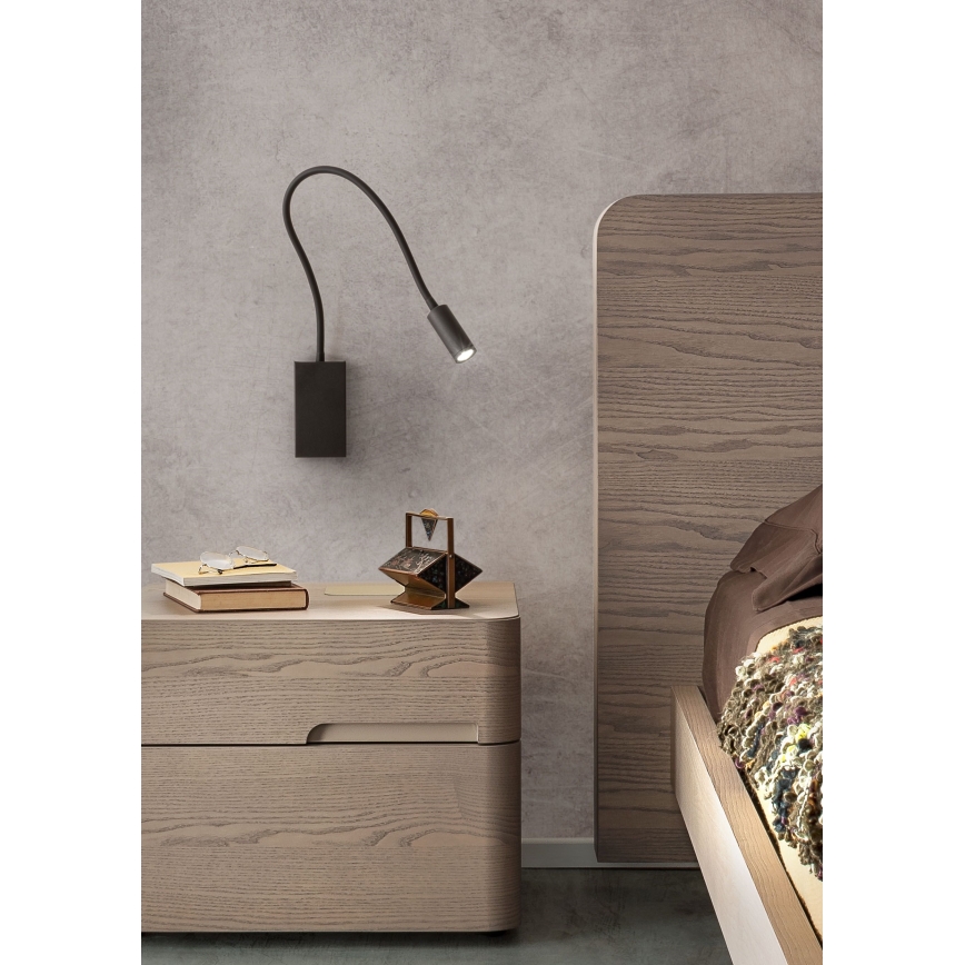 Redo 01-2755 - LED Flexibler Wandleuchte WALLIE LED/3W/230V USB CRI 90 Schwarz