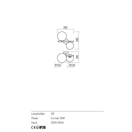 Redo 01-2778 - Wandleuchte ROY 2xG9/10W/230V